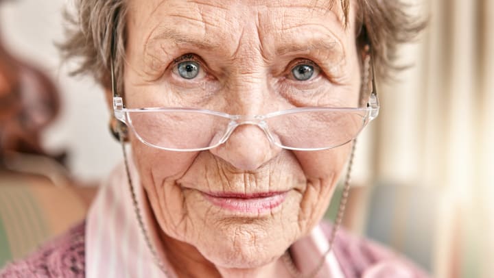 Senior Woman Wearing Eye Glasses