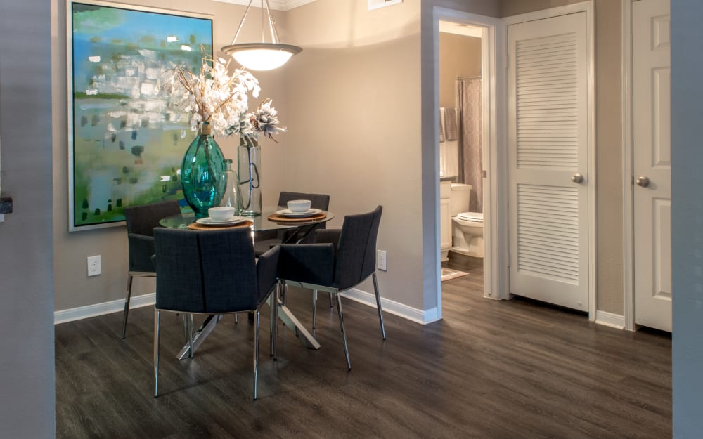Dining room nook with wood floors at Hayden at Enclave in Houston, Texas