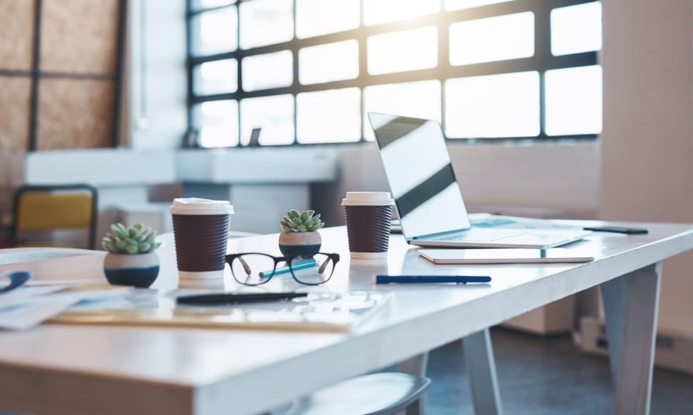 Busy desk at an office near Parkwood in Lancaster, California