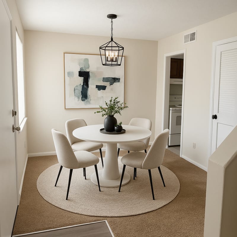 Dining area at Tabby Villa Apartments in Savannah, Georgia