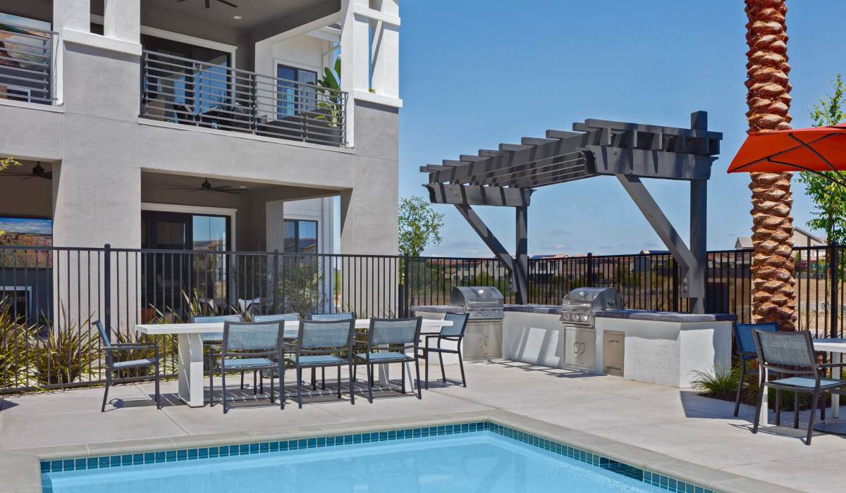 Spacious outdoor swimming pool at Atwell at Folsom Ranch in Folsom, California