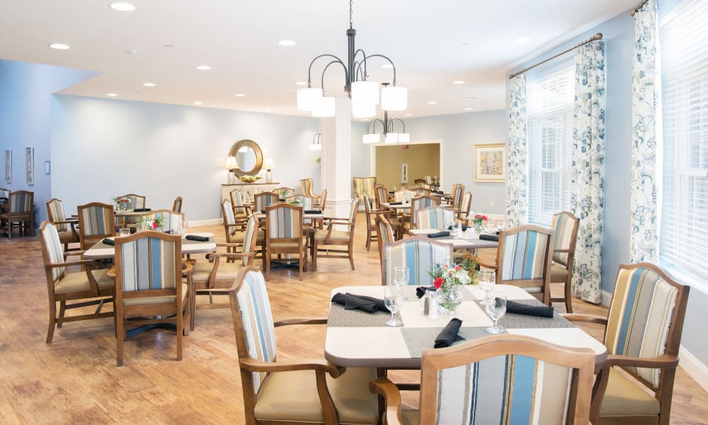 Dining room table set for a feast at Keystone Place at Wooster Heights in Danbury, Connecticut