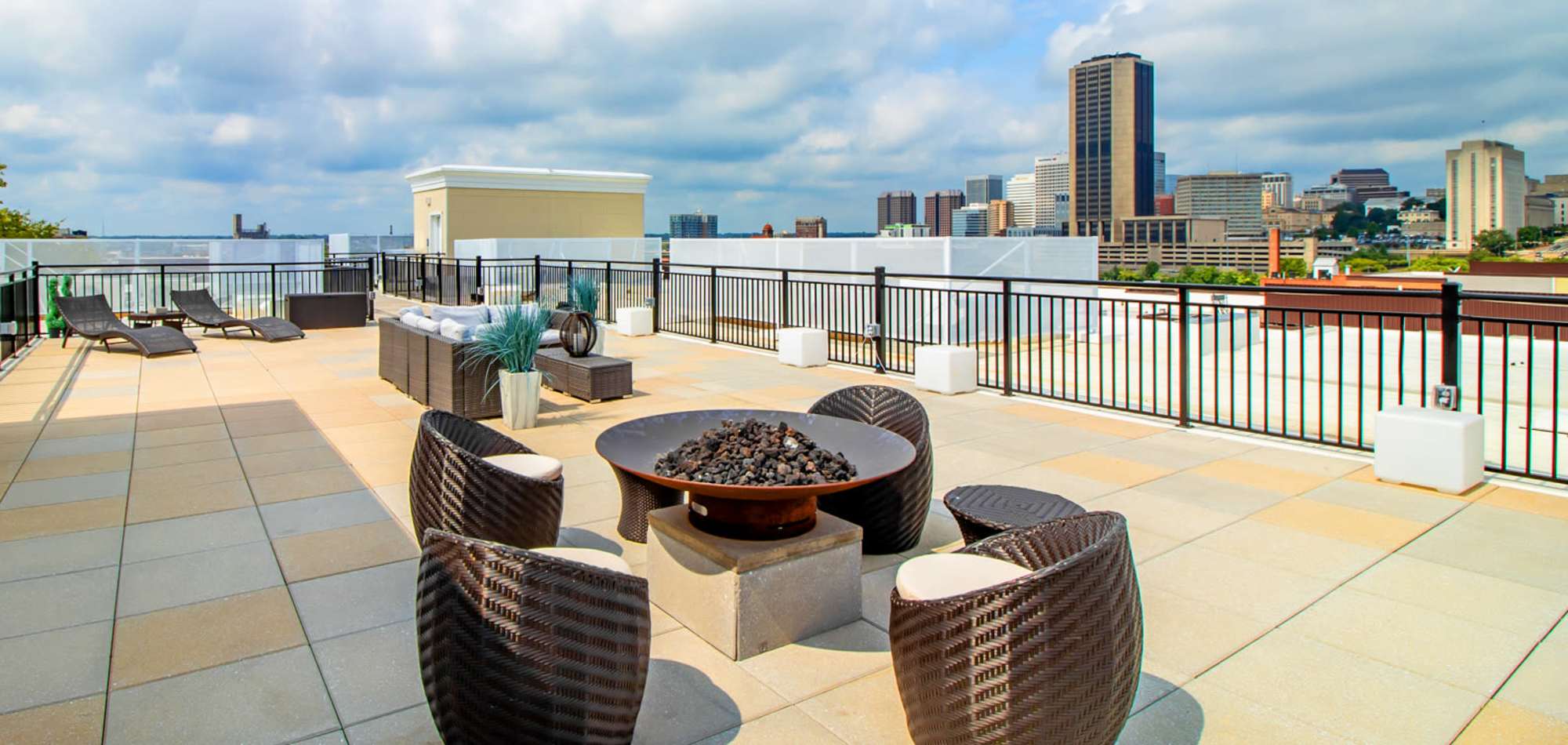 Resident patio with views at Attain Shockoe, Richmond, Virginia