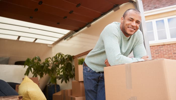 A customer taking a break from moving near Everett Secure Self Storage in Everett, Washington.