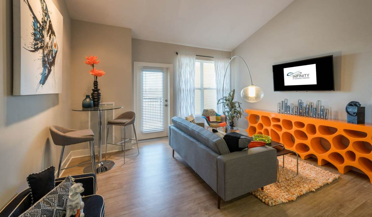 Apartment with wood-style flooring at Infinity at Centerville Crossing, Virginia Beach, Virginia