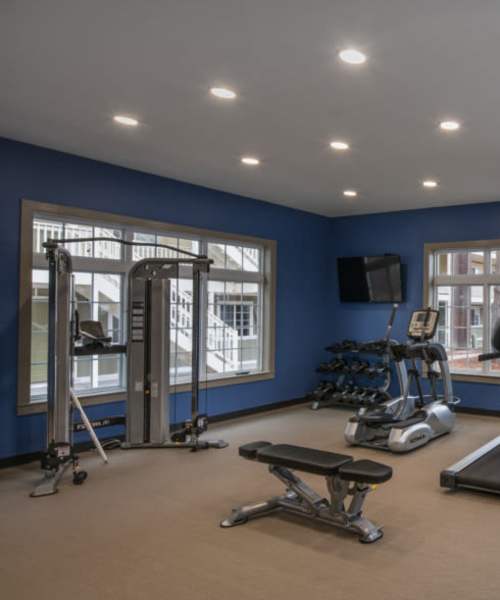Fitness center at Heather Ridge Apartments in Columbia, Missouri