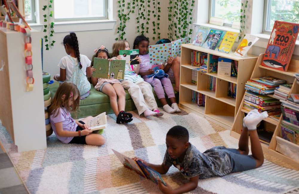 Reading corner at Daffodil in Austin, Texas