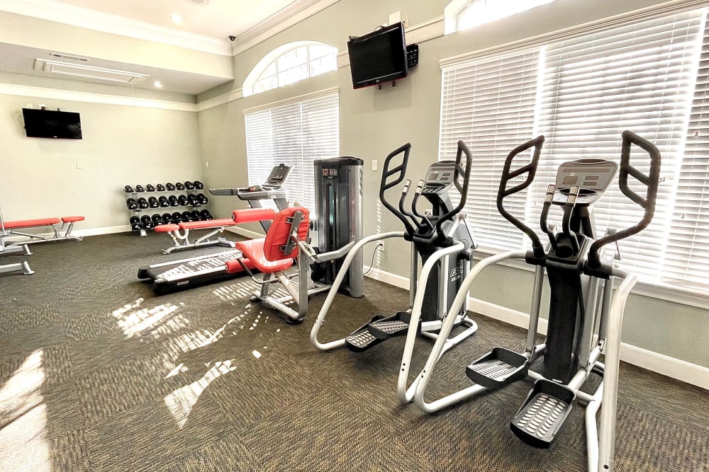 Enjoy a fitness center for residents at The Abbey at Barker Cypress in Houston, Texas