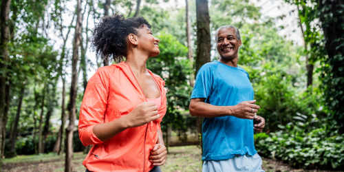 Residents jogging near Heron Hills Apartment Homes in Gresham, Oregon