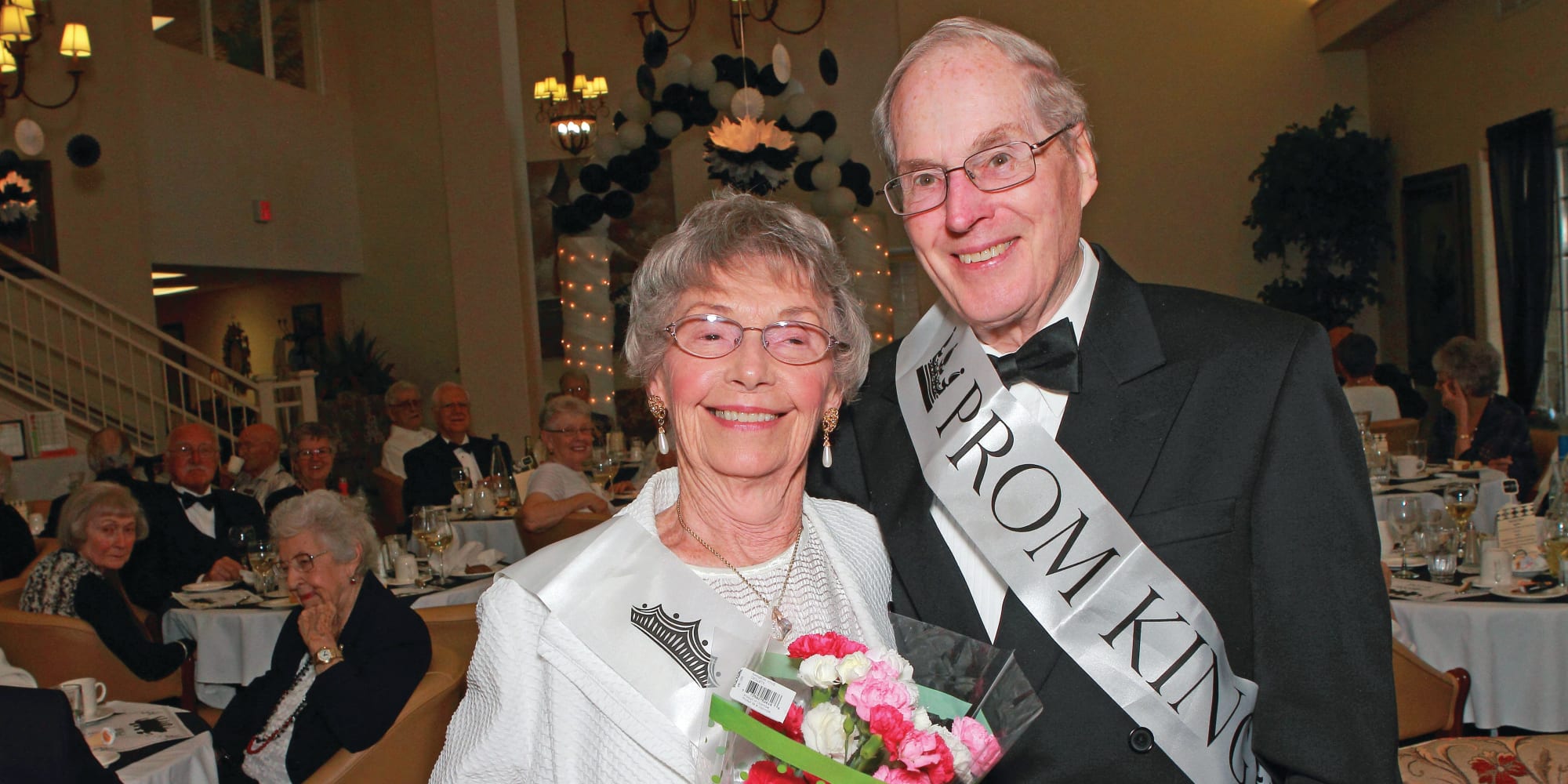 Residents enjoying prom night at Linwood Estates Gracious Retirement Living in Lawrenceville, Georgia