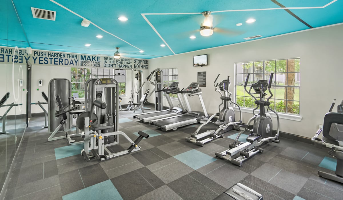 Fitness center with exercise equipment at The Isle Apartments in Orlando, Florida