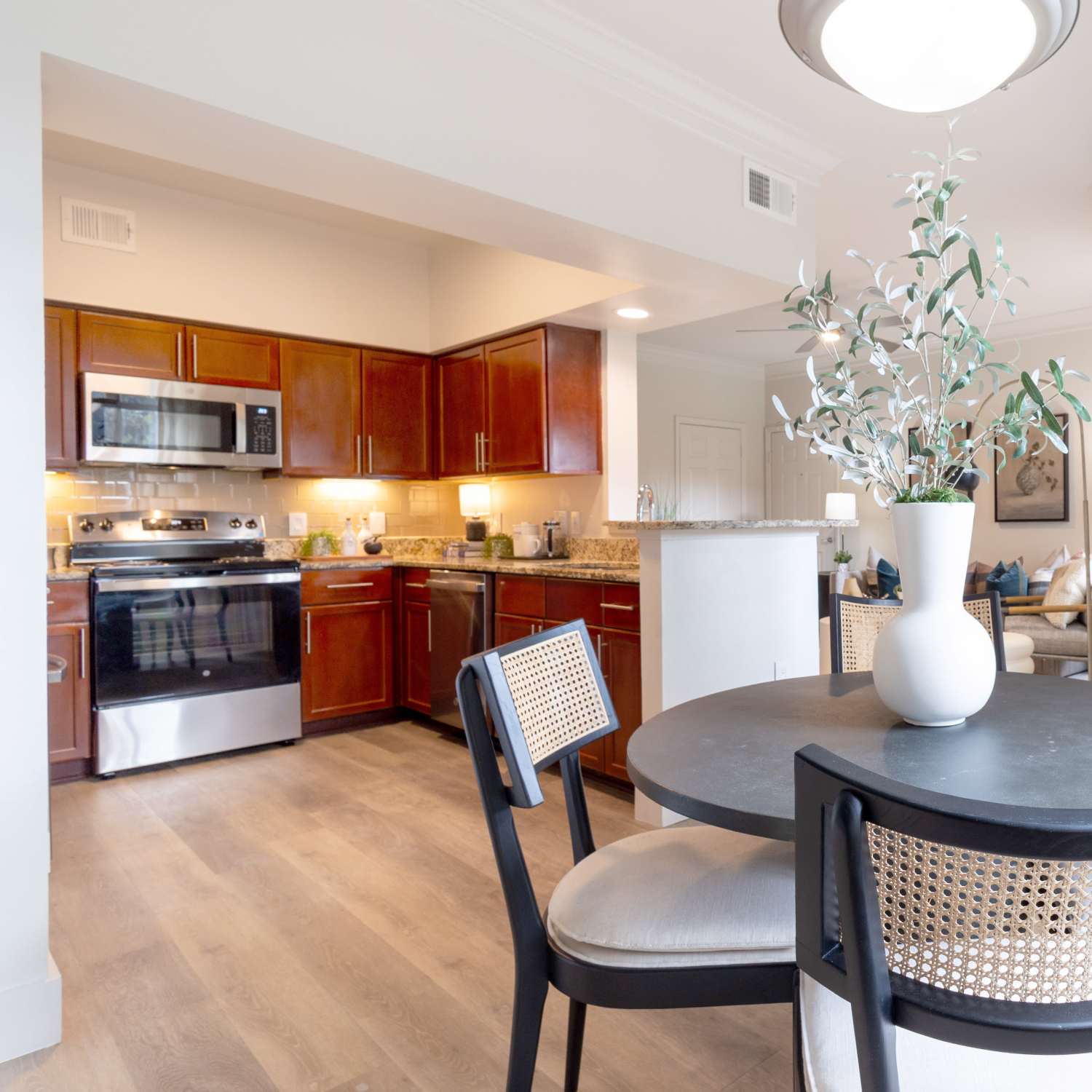 Model kitchen at The Kinsley at Perimeter Center in Atlanta, Georgia