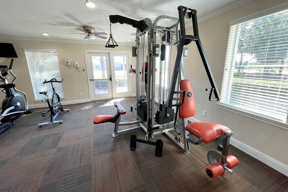 Apartments with a gym at The Abbey at Willowbrook in Houston, Texas