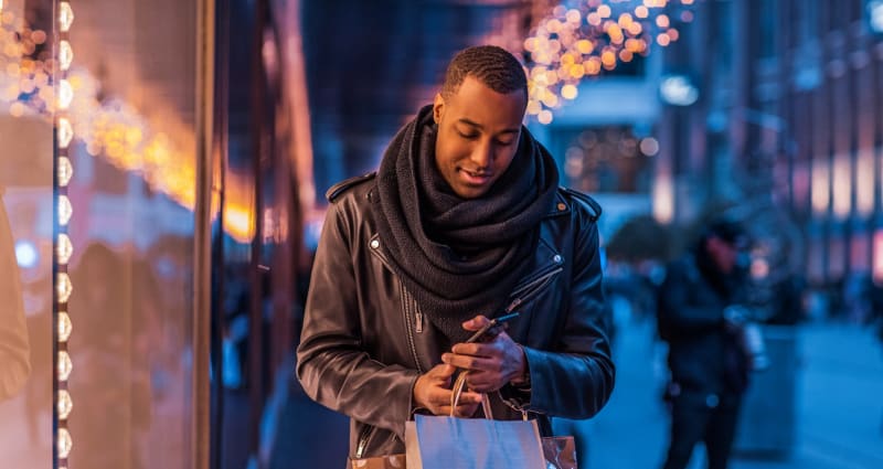 A man shopping near The Fuse at Park Row in Houston, Texas