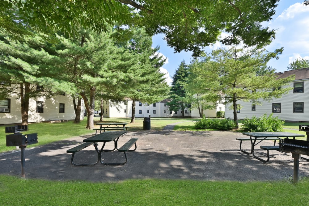 Outdoor BBQ Area at Brookchester Apartments in New Milford, New Jersey