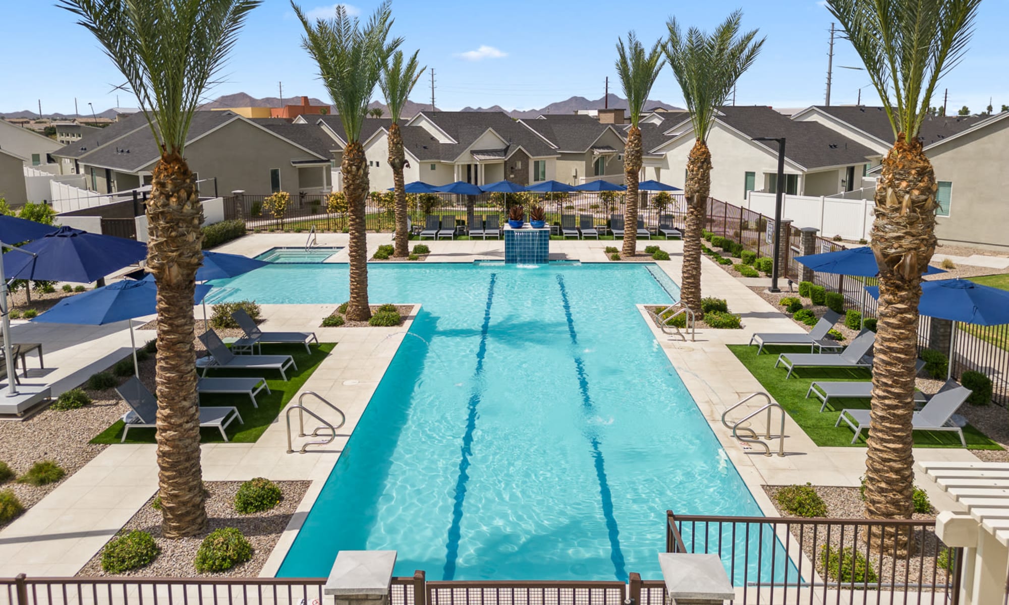 Resort-style pool at EVR Spur Cross in Queen Creek, Arizona