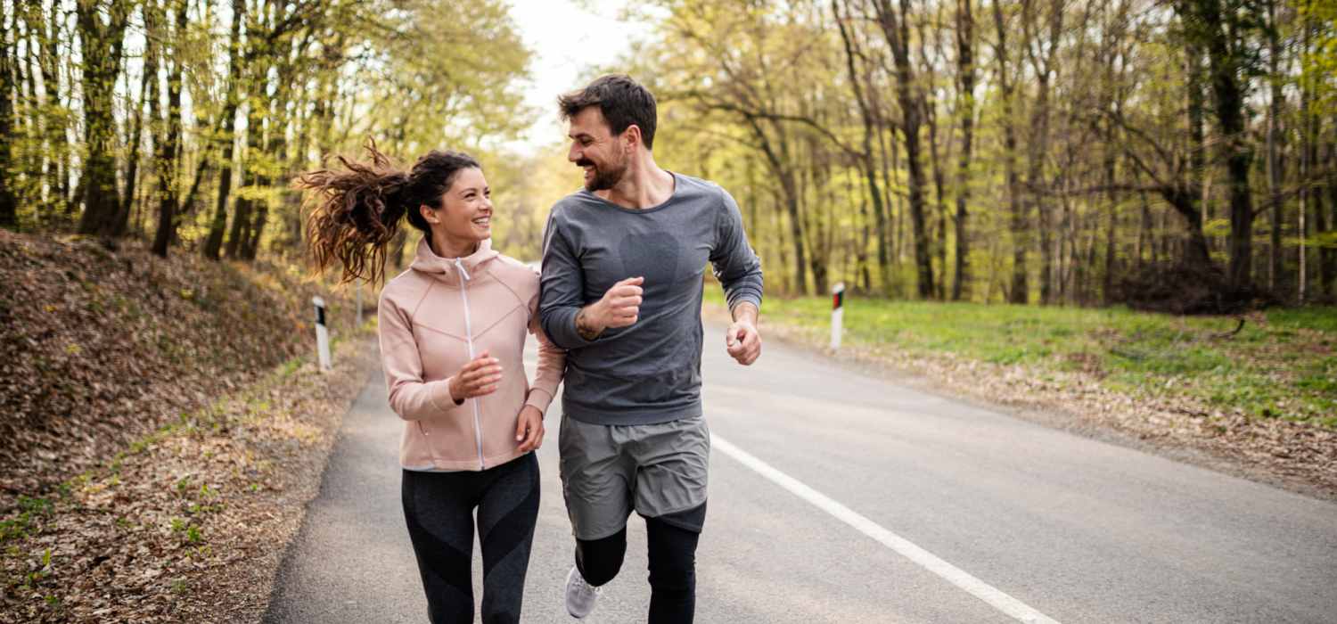 Resident couple jogging at Legacy Trace in Benson, North Carolina