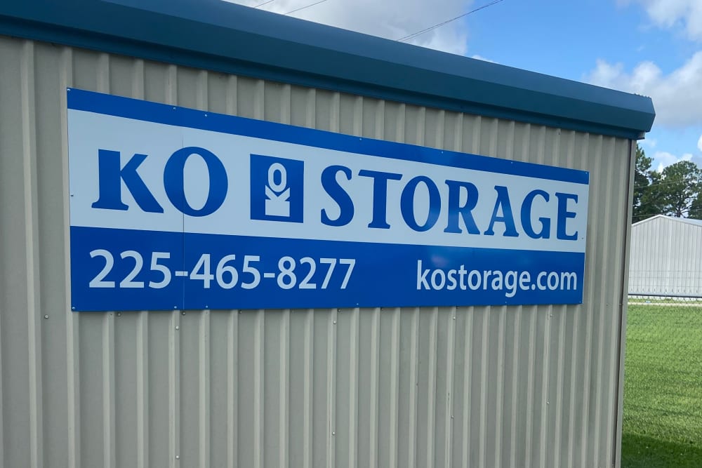 The KO logo for KO Storage in Port Allen, Louisiana. 