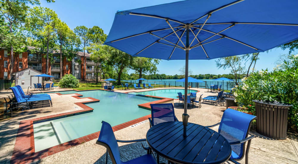 Community resort-style pool at Waterside Apartments in Houston, Texas