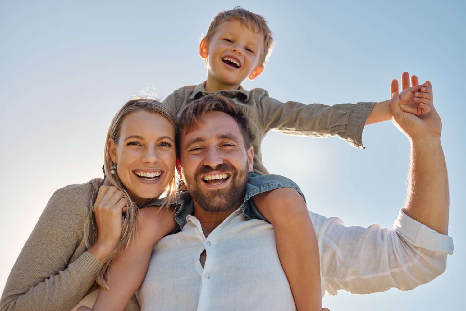 A happy family at Olivers Trace Apartments in Winston Salem, North Carolina