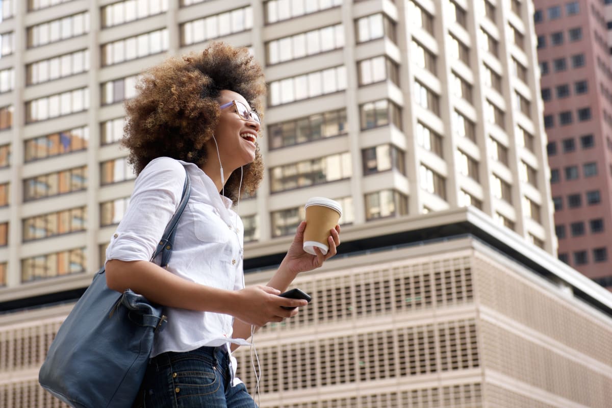 A woman heading to work near The Gateway Apartments in Mobile, Alabama