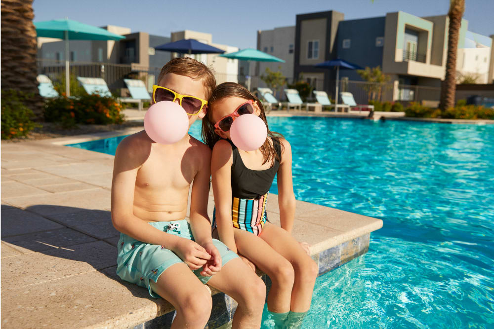 Kids at the pool at BB Living at Eastmark in Mesa, Arizona
