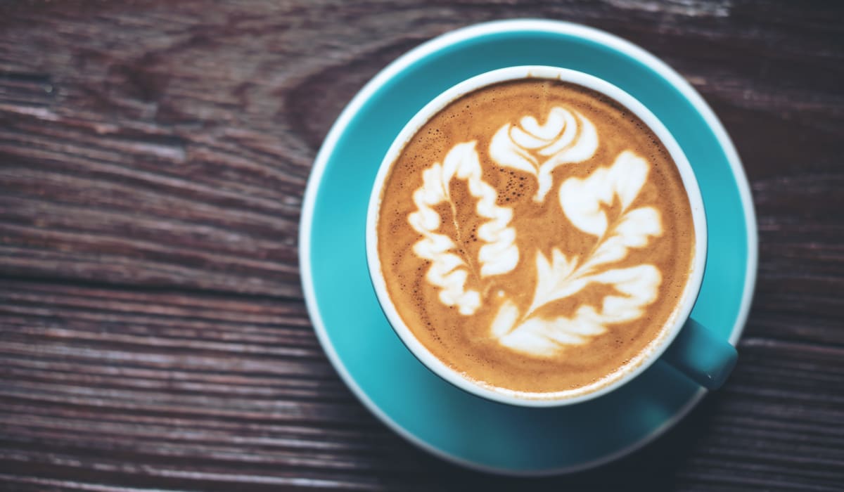 Handcrafted latté at a café near Rancho Los Feliz in Los Angeles, California