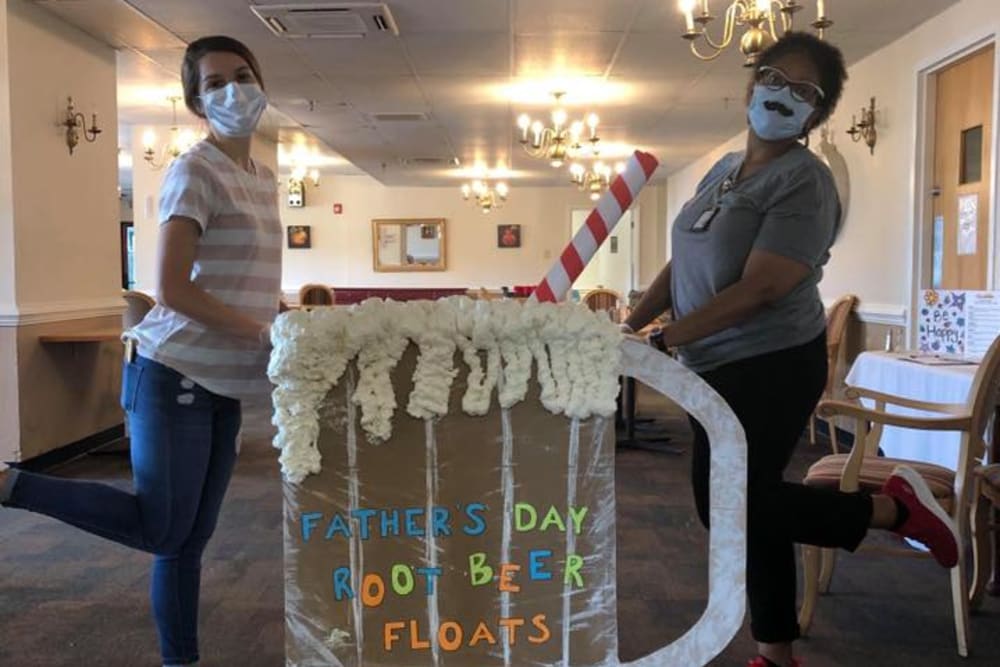 Caretakers attending a resident event at English Meadows Laurens Campus in Laurens, South Carolina
