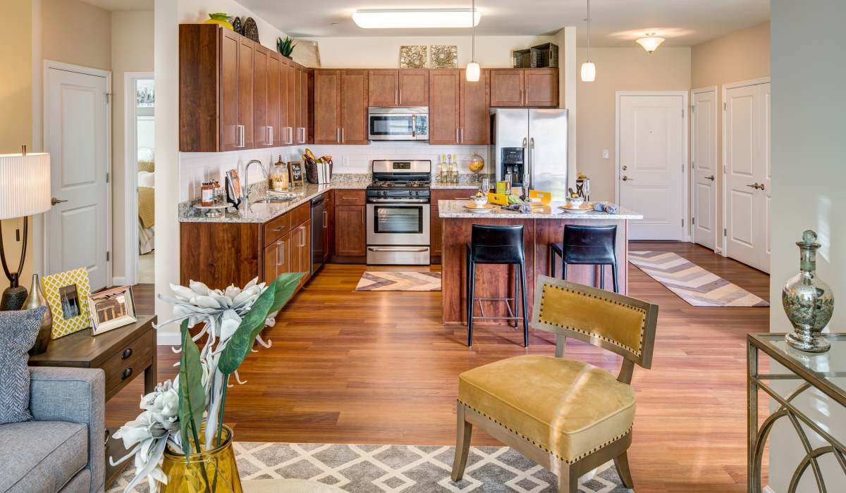Kitchen with hard wooden flooring  at One Glastonbury Place in Glastonbury, Connecticut