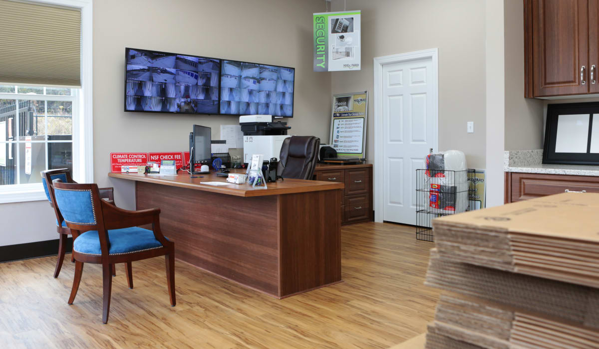 The interior of the leasing office at Midgard Self Storage in Lexington, South Carolina