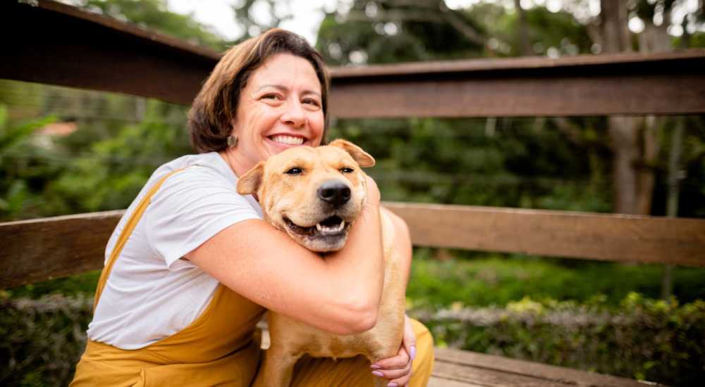 Resident and her dog at Bridger Peaks in Bozeman, Montana 