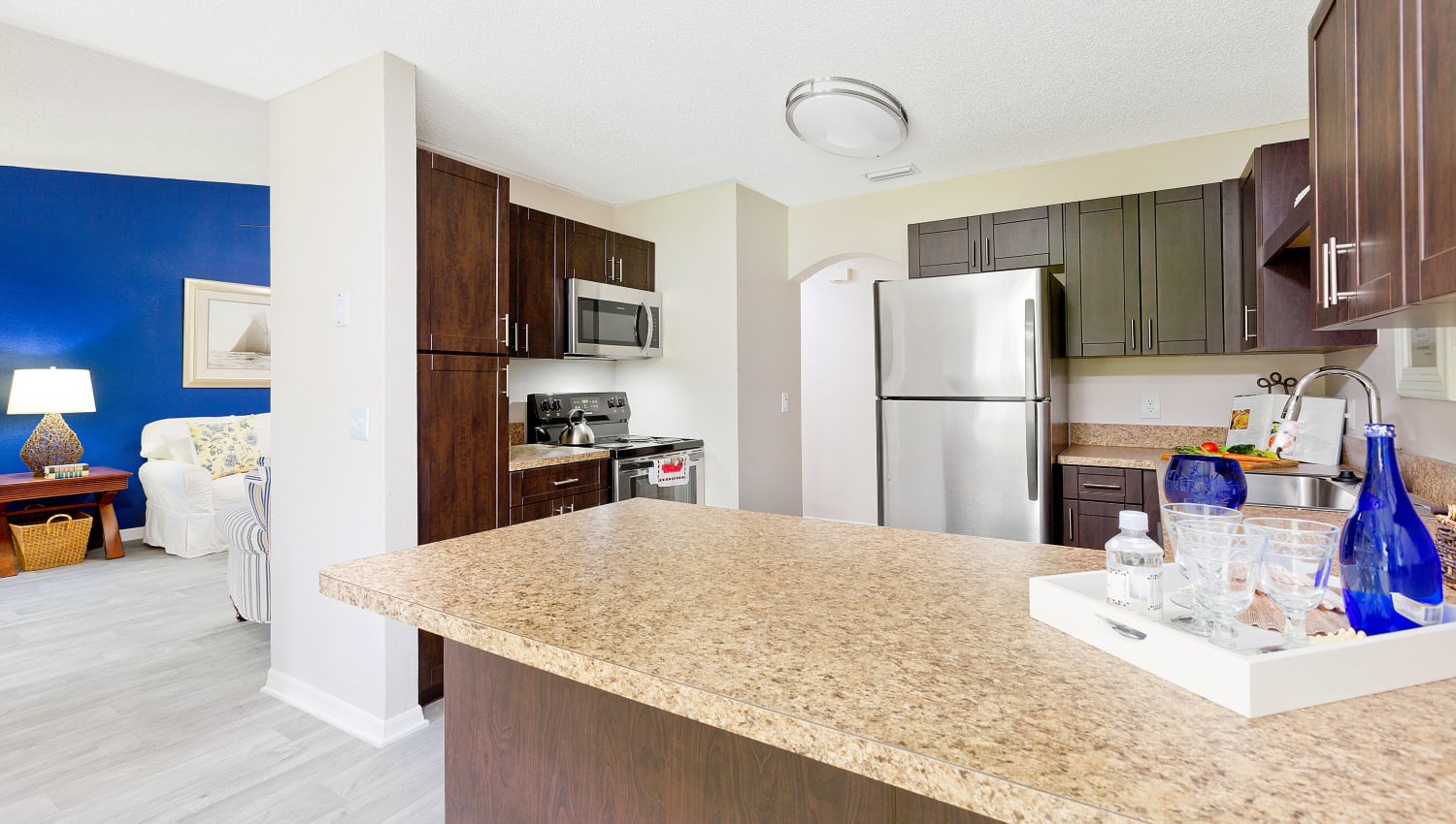 Model kitchen at Indian Hills Apartments in Boynton Beach, Florida