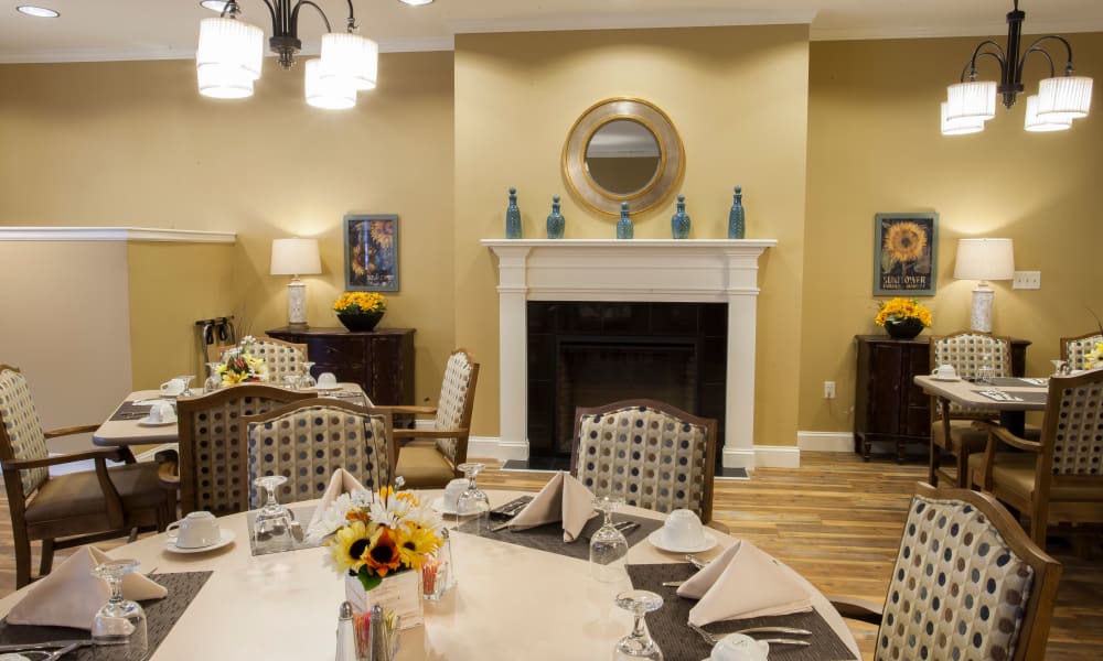 Dining room table set for a feast at Keystone Place at  Buzzards Bay in Buzzards Bay, Massachusetts