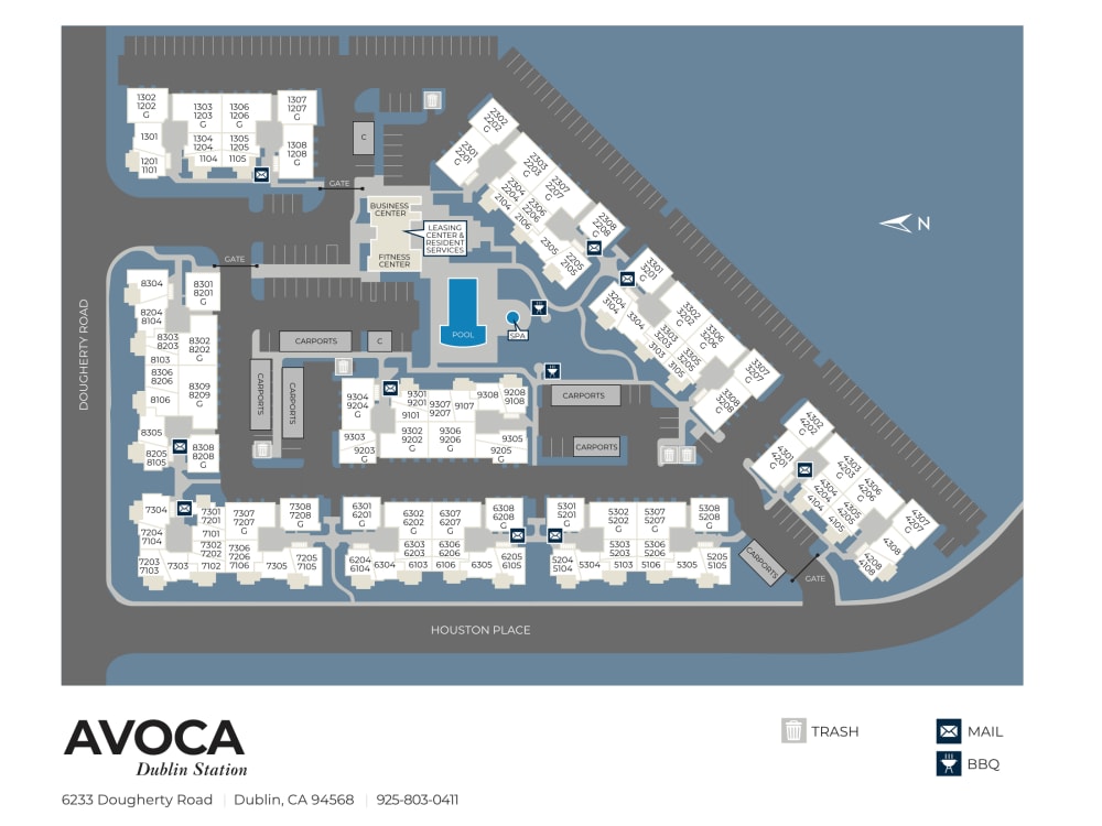 Community site map for Avoca Dublin Station in Dublin, California