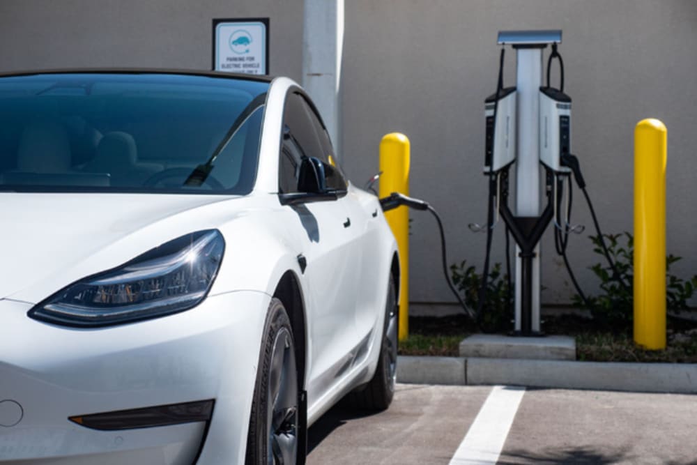 Resident car charging station at Murano at Three Oaks in Fort Myers, Florida
