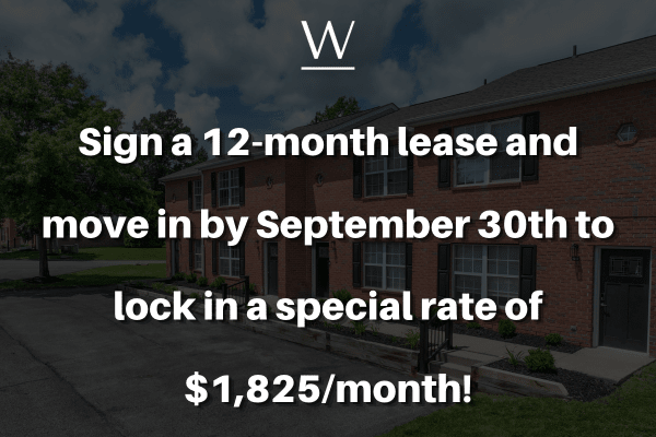 Sign a 12-month lease and move in by September 30th to lock in a special rate of $1,825/month! 