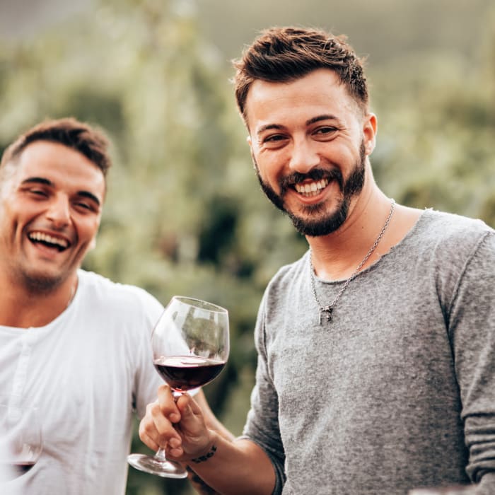 Residents having a glass of wine at Factory 52 in Cincinnati, Ohio