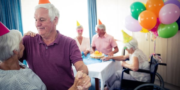 Residents celebrating a brithday party at Retirement Ranch in Clovis, New Mexico