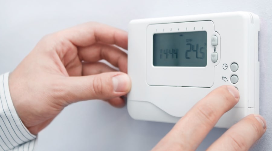 Temperature control thermostat at KO Storage of Billings in Billings, Montana