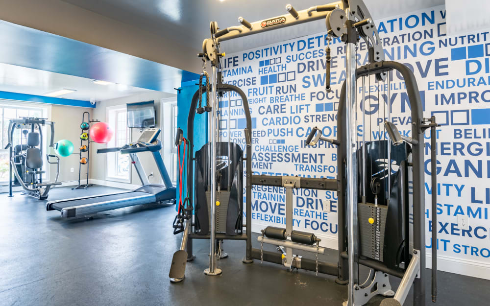 Well-equipped fitness center with cardio equipment at Chesapeake Glen Apartment Homes in Glen Burnie, Maryland