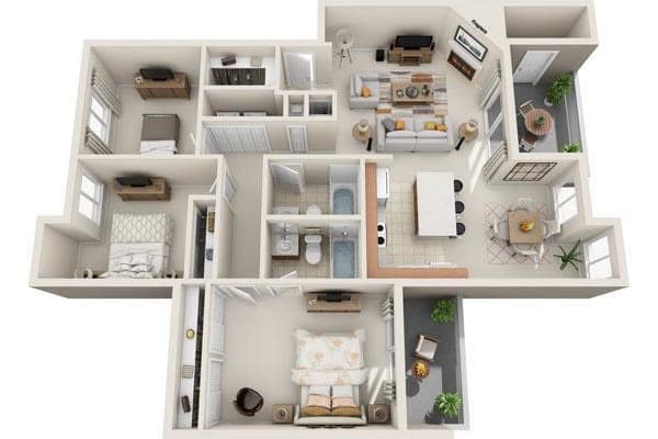 View 3 Bedroom Floor Plans at Aravia Apartments | Apartments in Tacoma, Washington