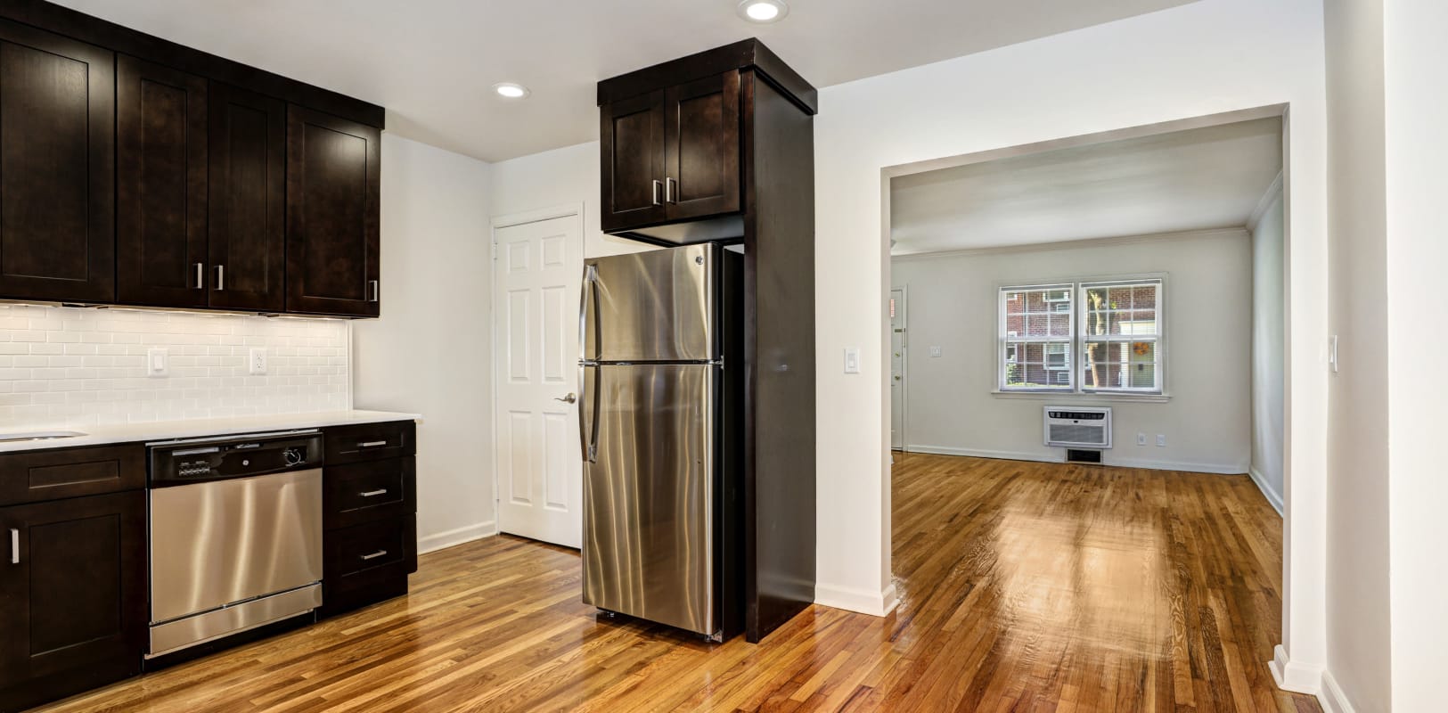 Kitchen with stainless-steel appliances at General Wayne Townhomes and Ridgedale Gardens in Madison, New Jersey
