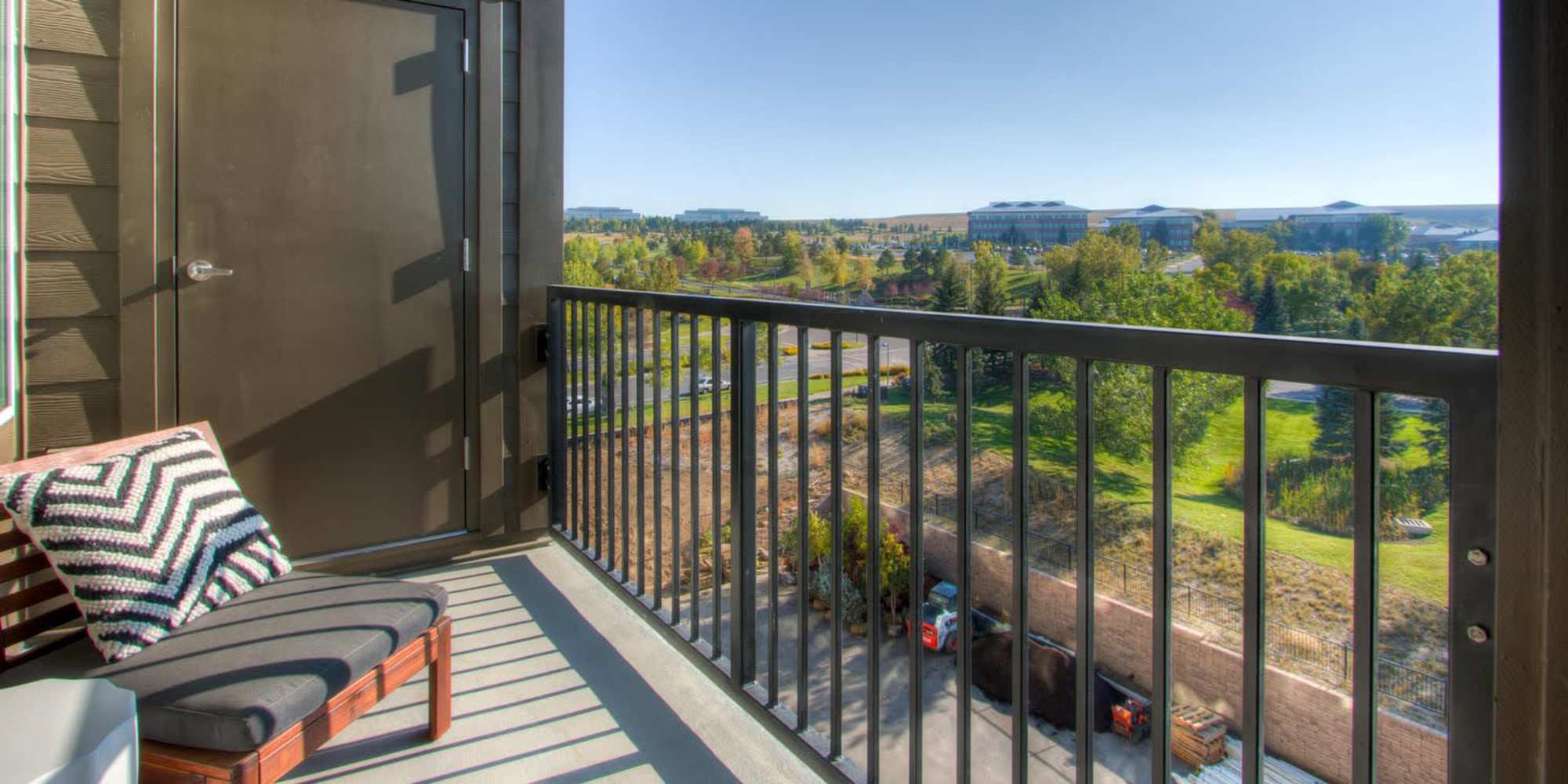 Private balcony with beautiful views at Fusion 355 in Broomfield, Colorado