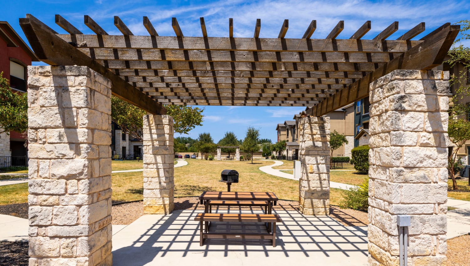 Patio area at Carrington Oaks in Buda, Texas