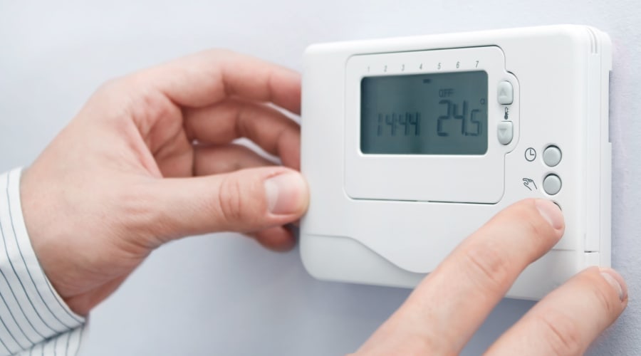 Temperature control thermostat at KO Storage in Azle, Texas