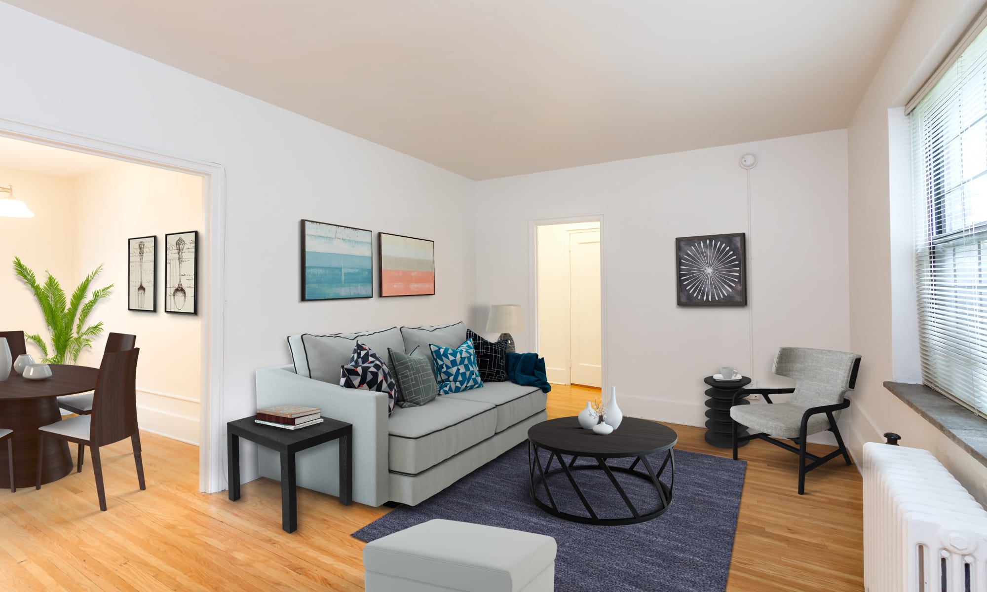 Living room at apartments in Rochester, New York