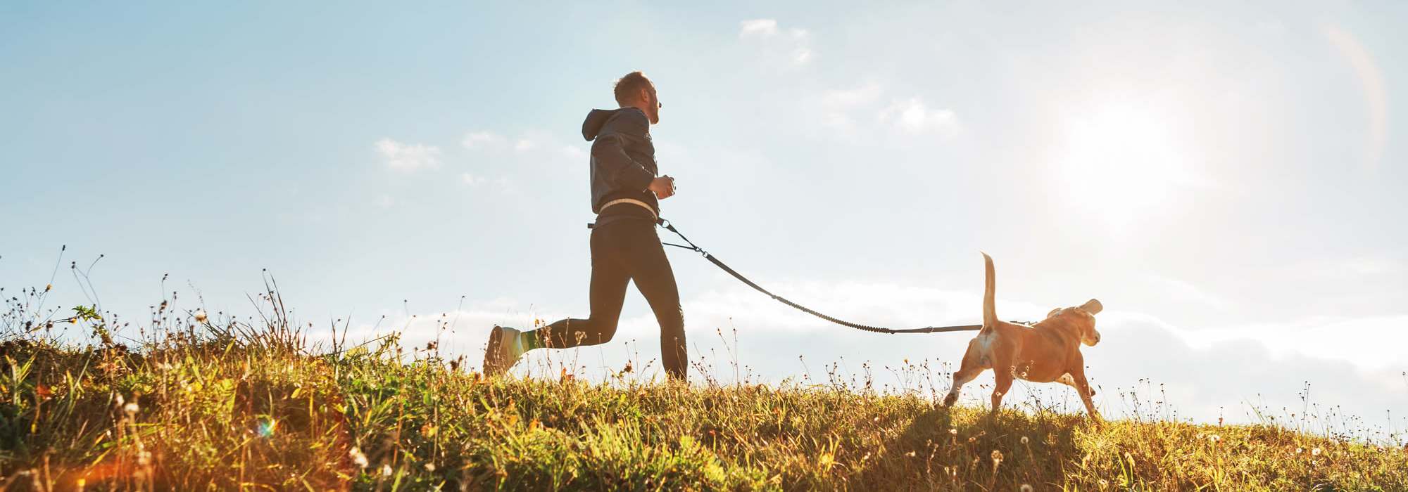 Amenities | A man having a run with his dog near Brentwood Apartments in Portland, Oregon