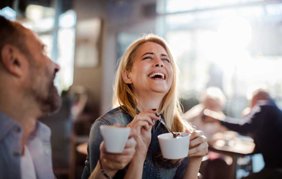 Resident having coffee in a cafe near Amber Court in Fremont, California