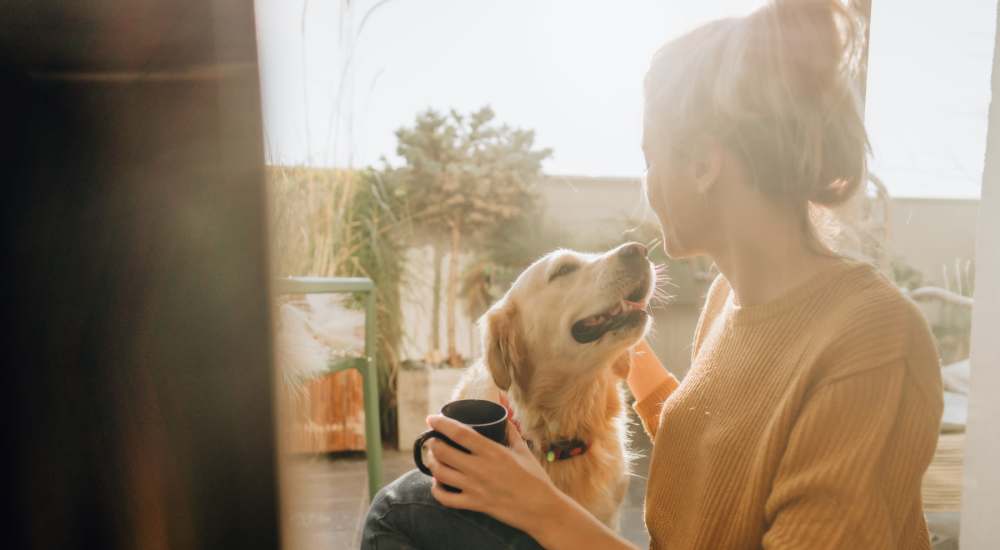Resident and her furry friend at Golden Pacific in San Diego, California