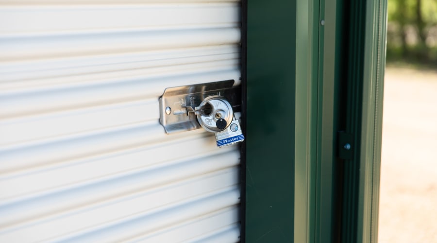 A storage unit with a lock at KO Storage of Knapp in Knapp, Wisconsin